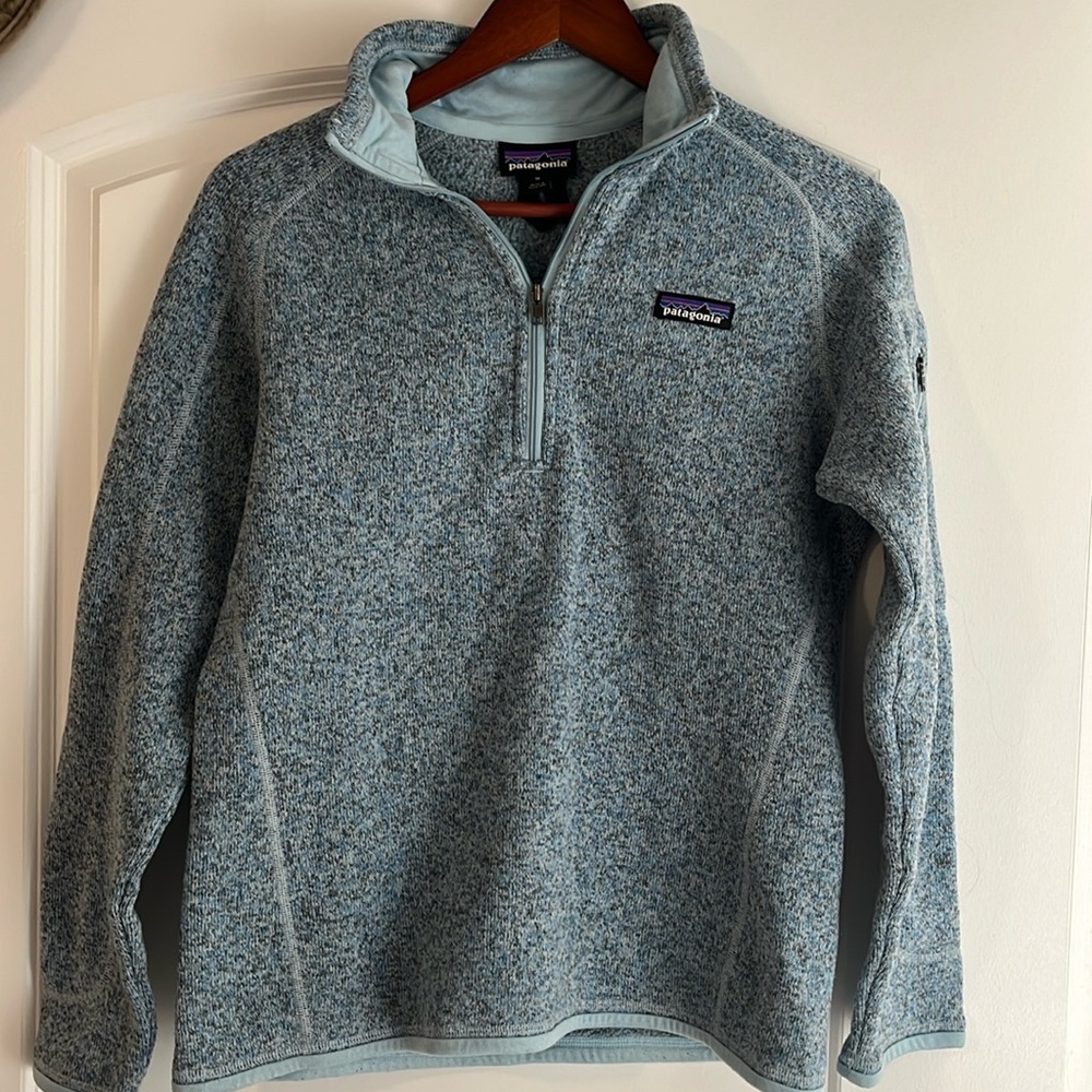 Patagonia Women's Light Blue Heathered Quarter-Zip Fleece Pullover